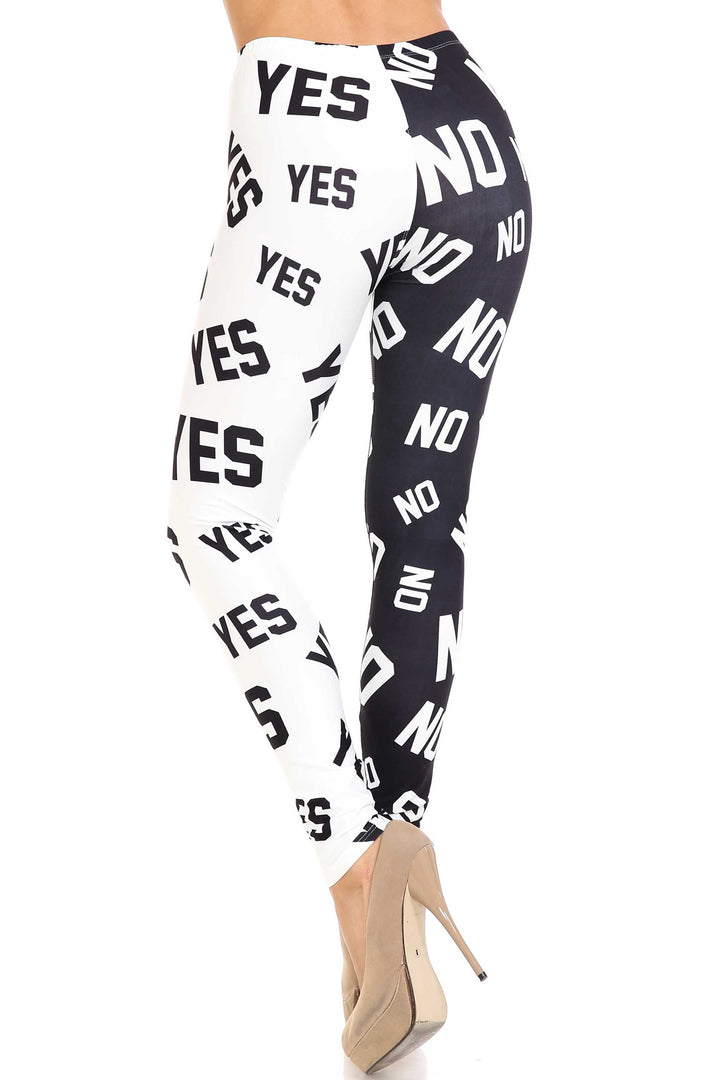 Creamy Soft Leggings Premium Women's Yes and No Extra Plus, High Rise, Stretchy, Comfortable, 3X-5X Leggings - by USA Fashion