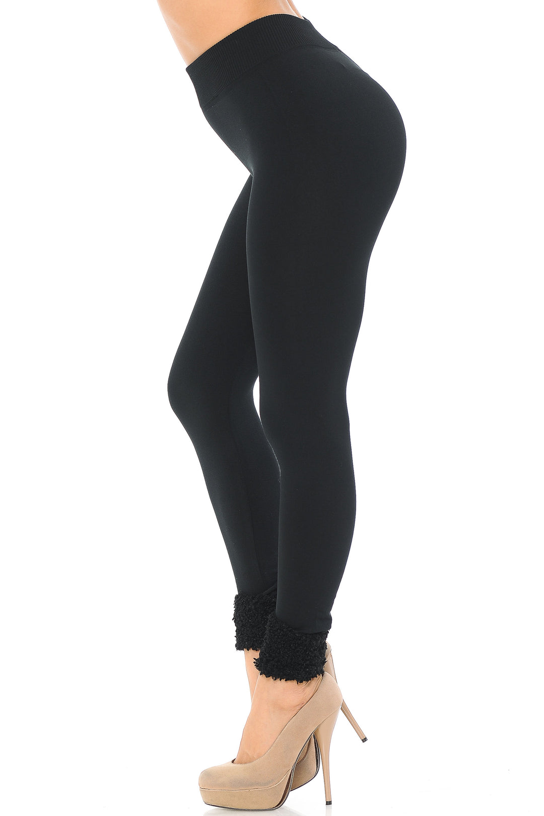 Women's Fleece Lined Black Cuff Leggings