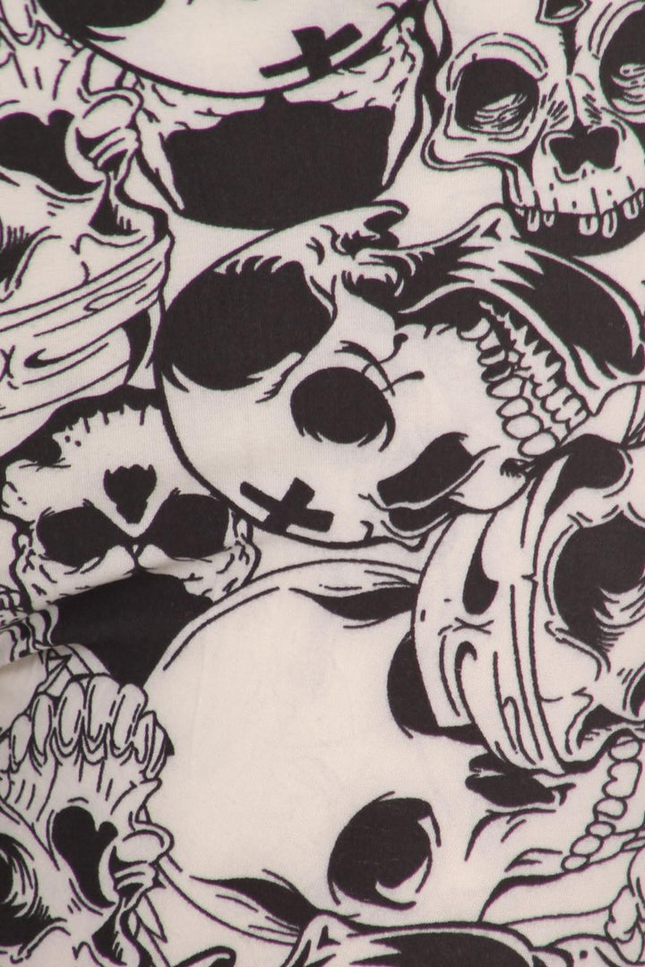 Buttery Soft White Layers of Skulls Leggings (One Size Regular,White)