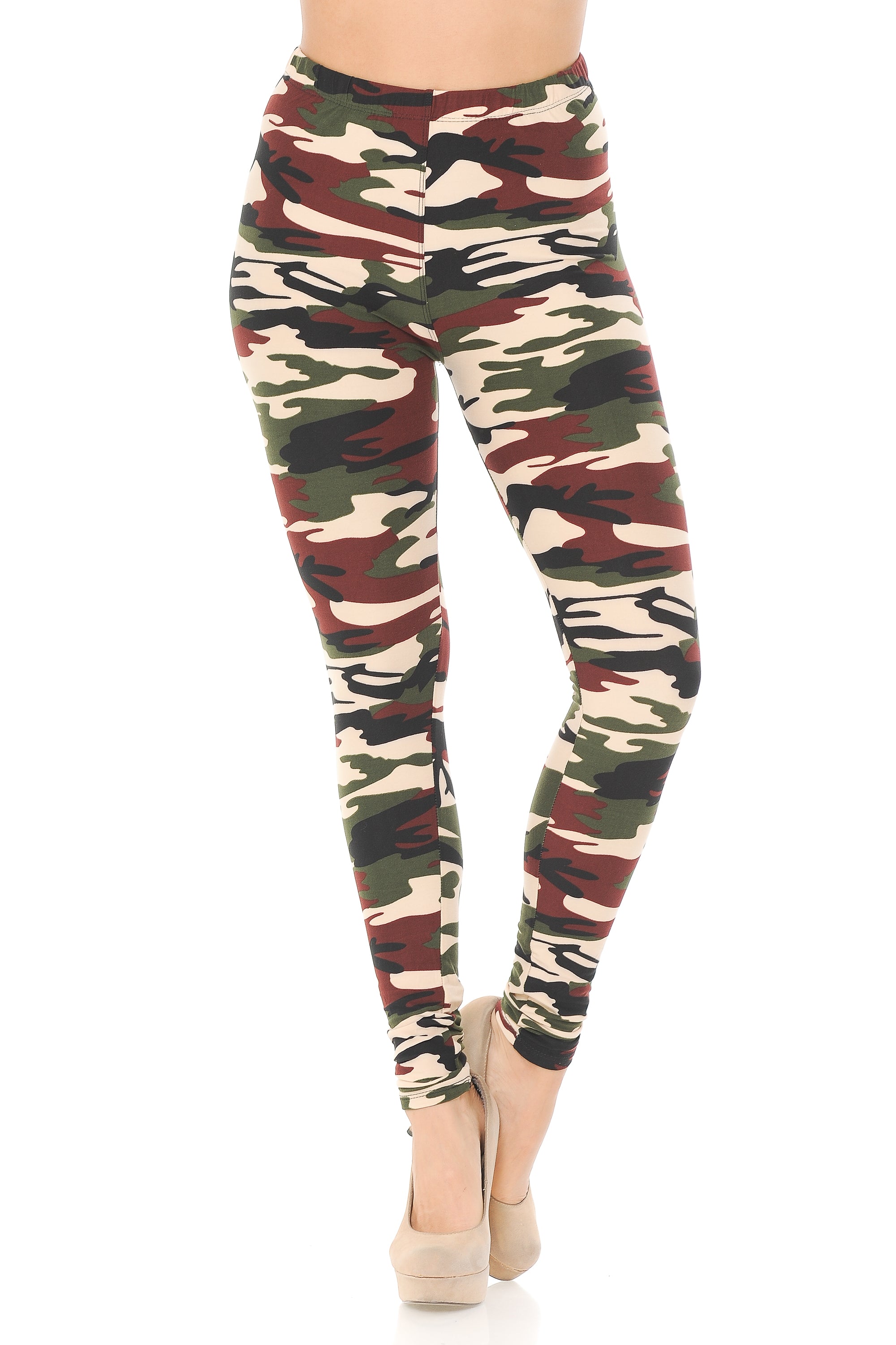 Buttery Soft Cozy Camouflage Leggings (One Size Regular,Brown)