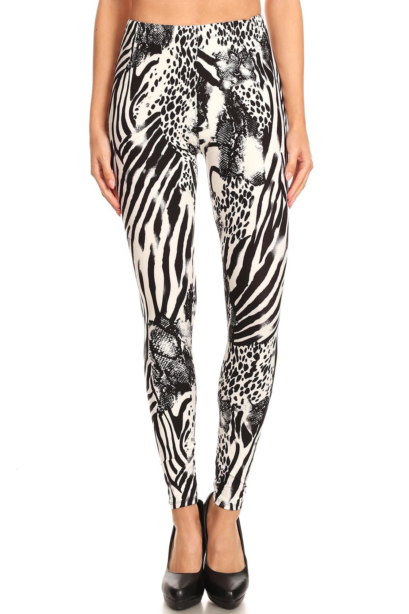 Buttery Soft Wild Safari Leggings (One Size Regular,Black)