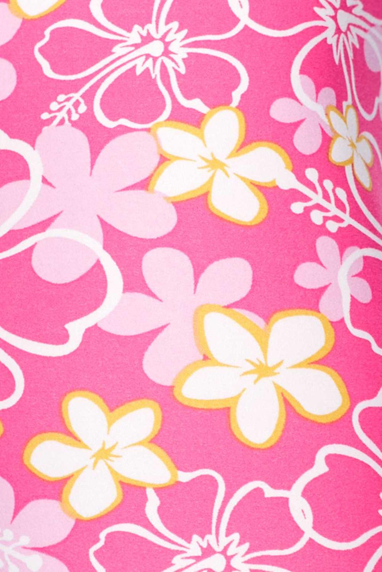 Buttery Soft Pink Daisy Leggings (One Size Regular,Pink)