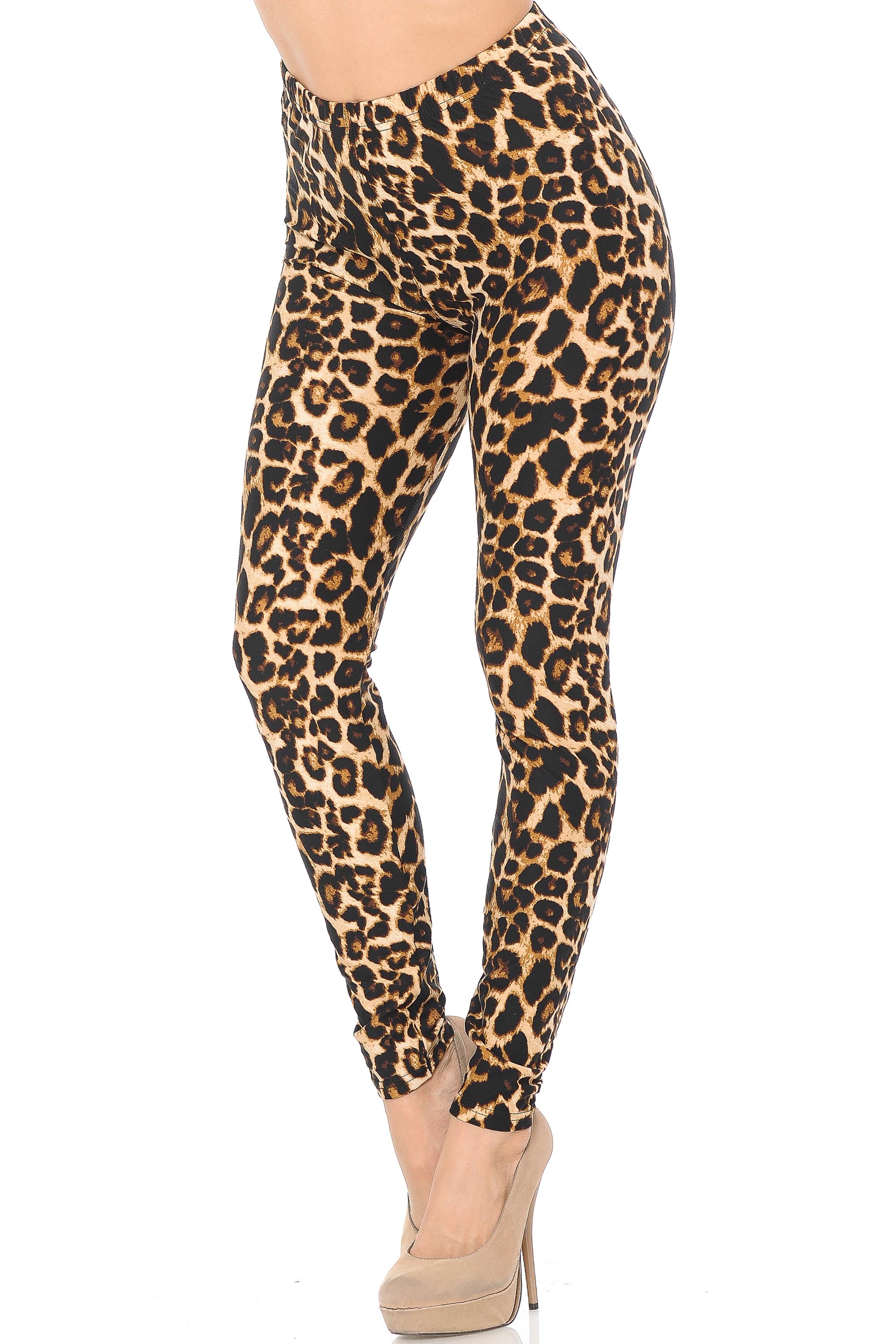 Buttery Soft Bold and Beautiful Leopard Leggings (One Size Regular,Brown)