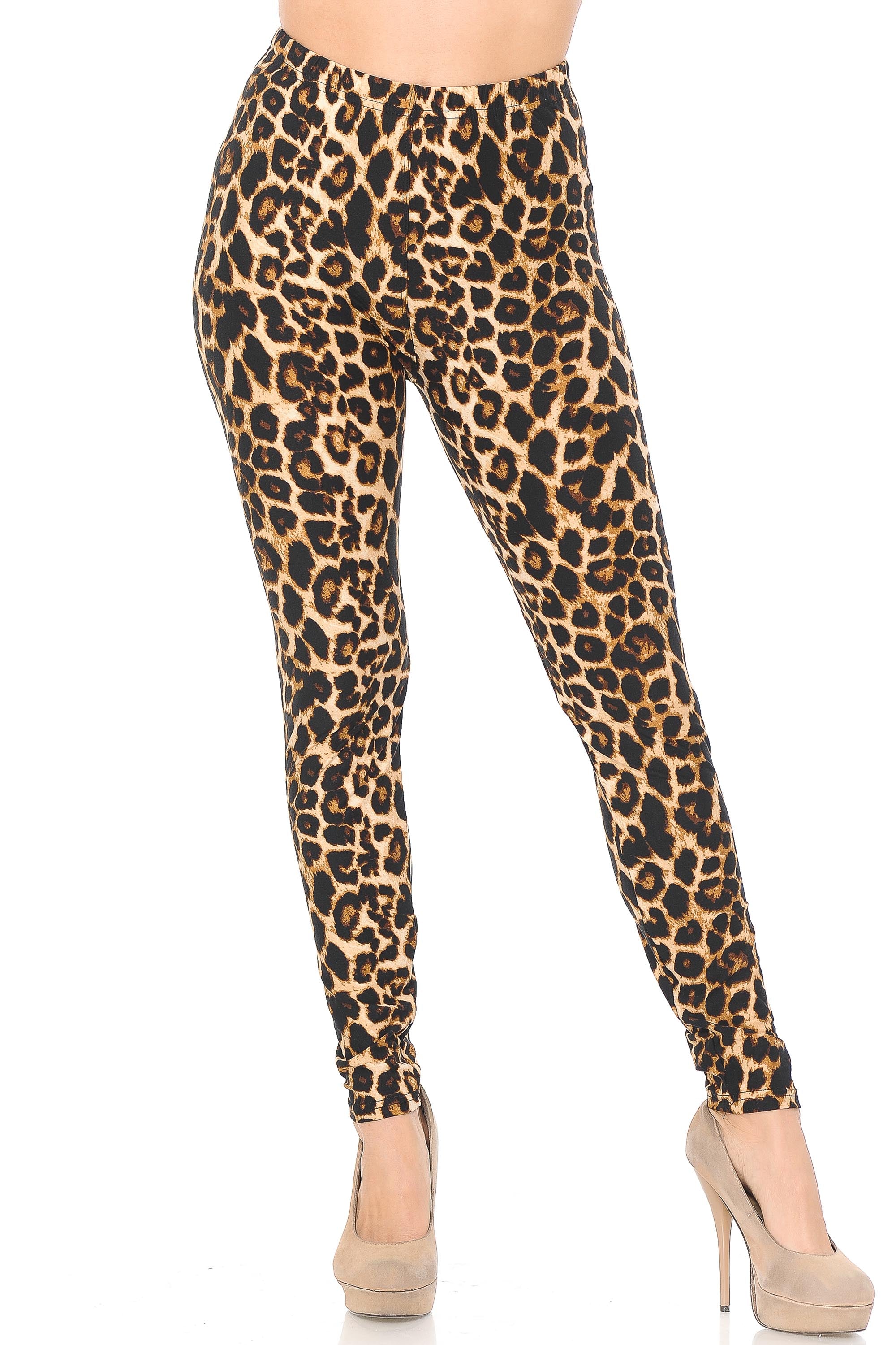 Buttery Soft Bold and Beautiful Leopard Leggings (One Size Regular,Brown)