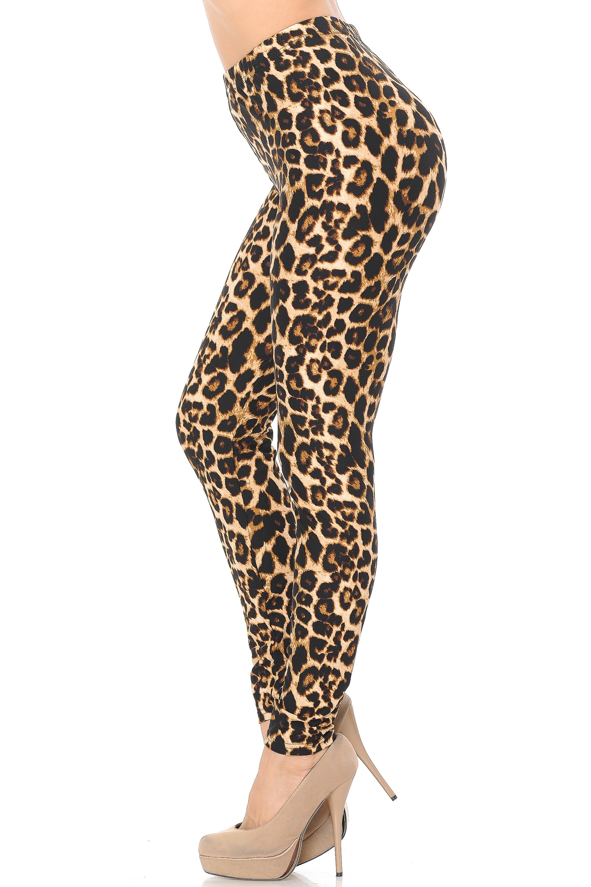 Buttery Soft Bold and Beautiful Leopard Leggings (One Size Regular,Brown)