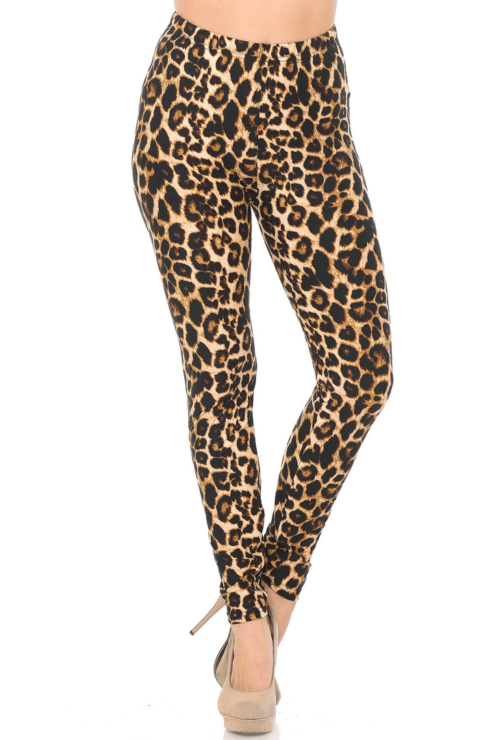 Buttery Soft Bold and Beautiful Leopard Leggings (One Size Regular,Brown)