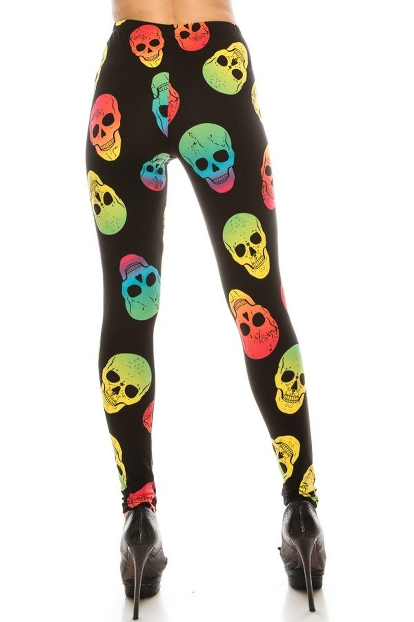 Buttery Soft Chroma Skull Leggings (One Size Regular,Black)