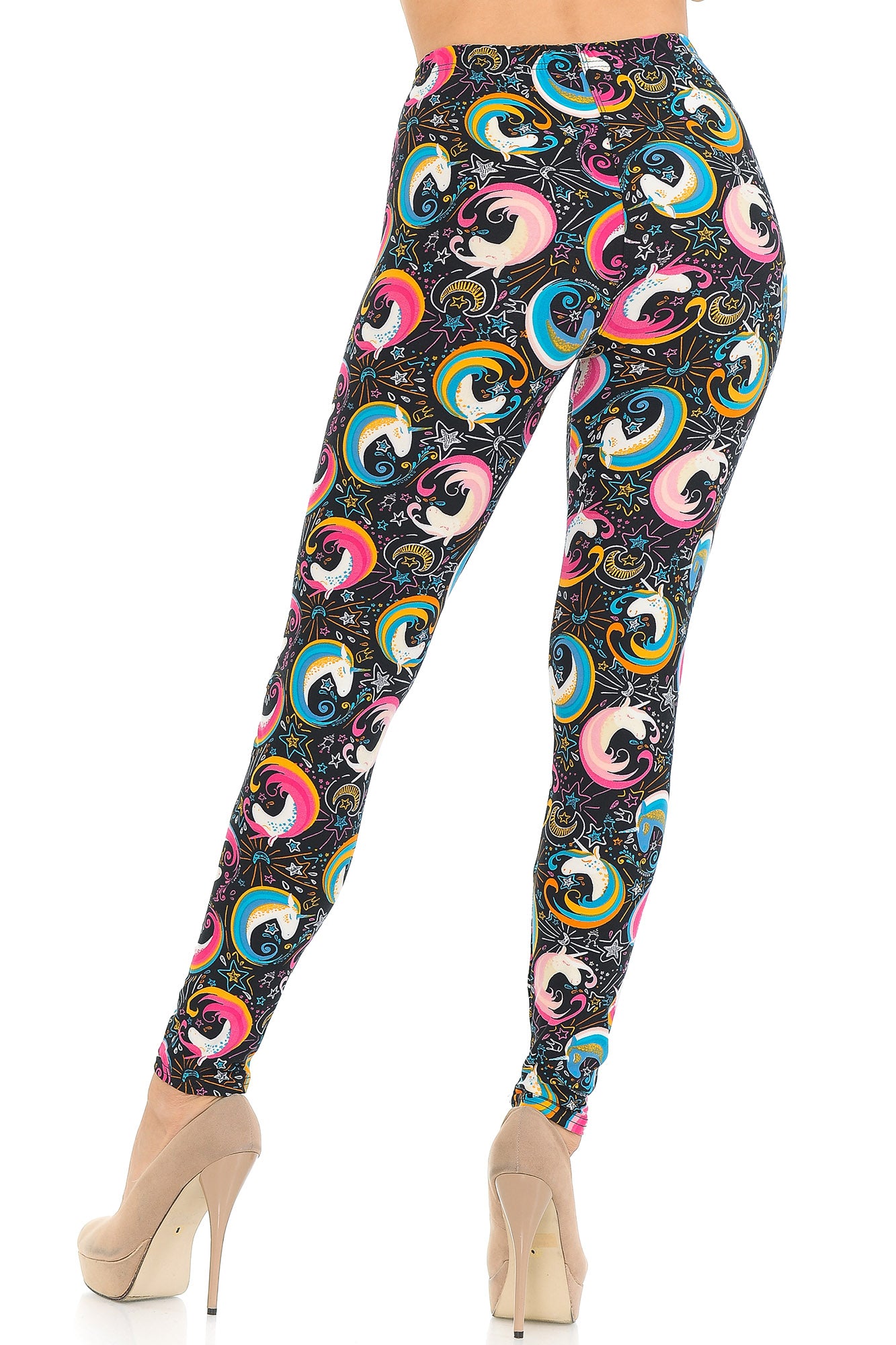 Buttery Soft Groovy Hip Unicorn Leggings (One Size Regular,Multi Color Bold)