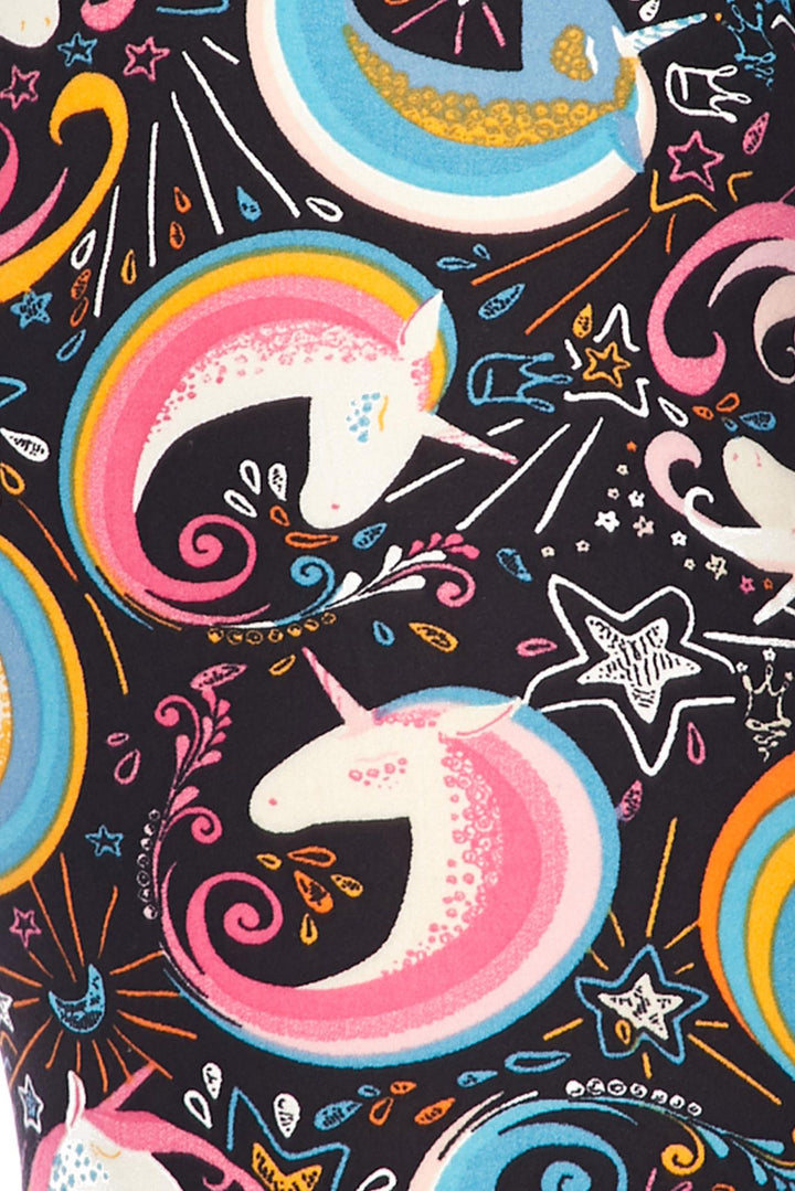 Buttery Soft Groovy Hip Unicorn Leggings (One Size Regular,Multi Color Bold)