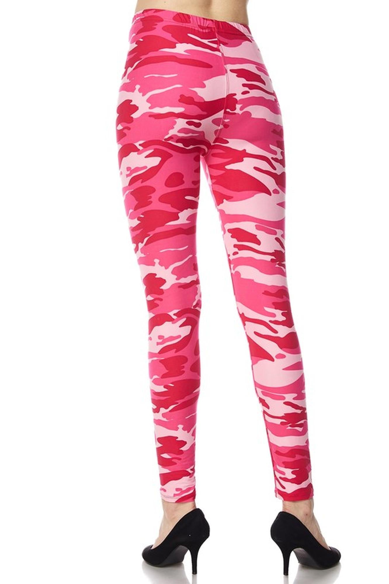 World of Leggings Buttery Soft Plus Size Pink Camouflage Leggings