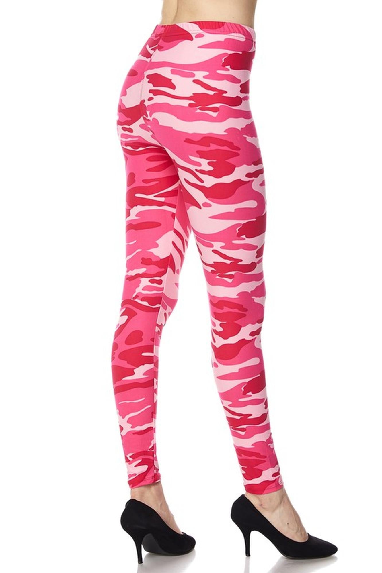 World of Leggings Buttery Soft Plus Size Pink Camouflage Leggings