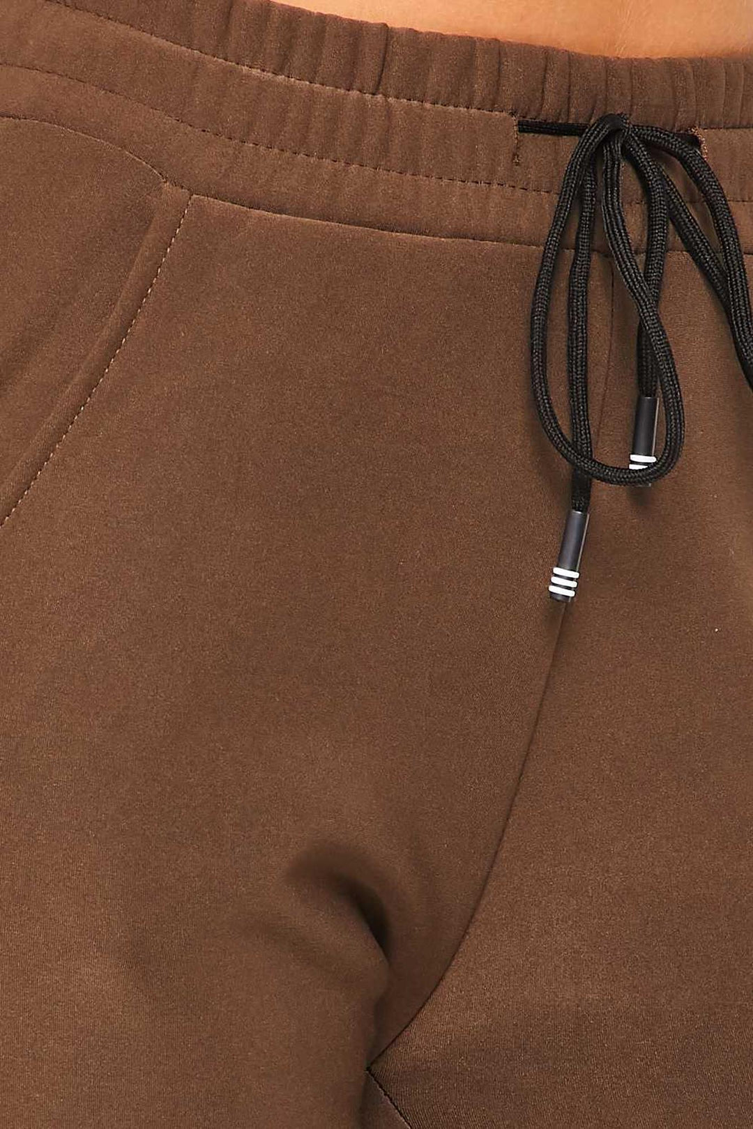 Scuba Solid Fur Lined Jogger Pocket Zipper & Drawstring