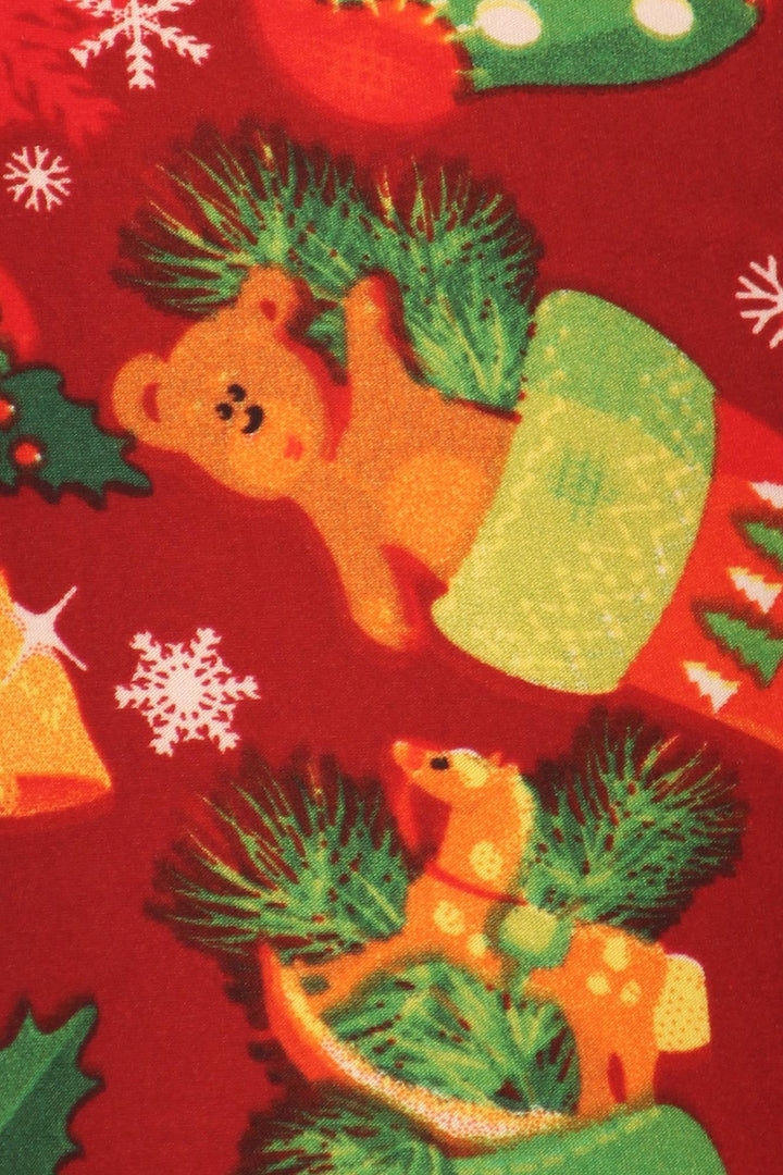 Buttery Soft Ruby Red Christmas Stocking Leggings (One Size Regular,Red)