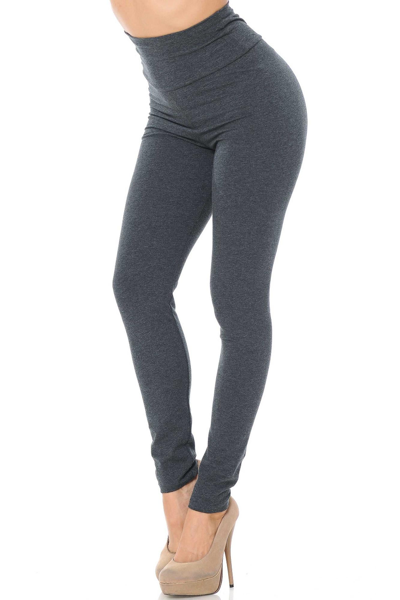 High Waisted Cotton Leggings - Imported