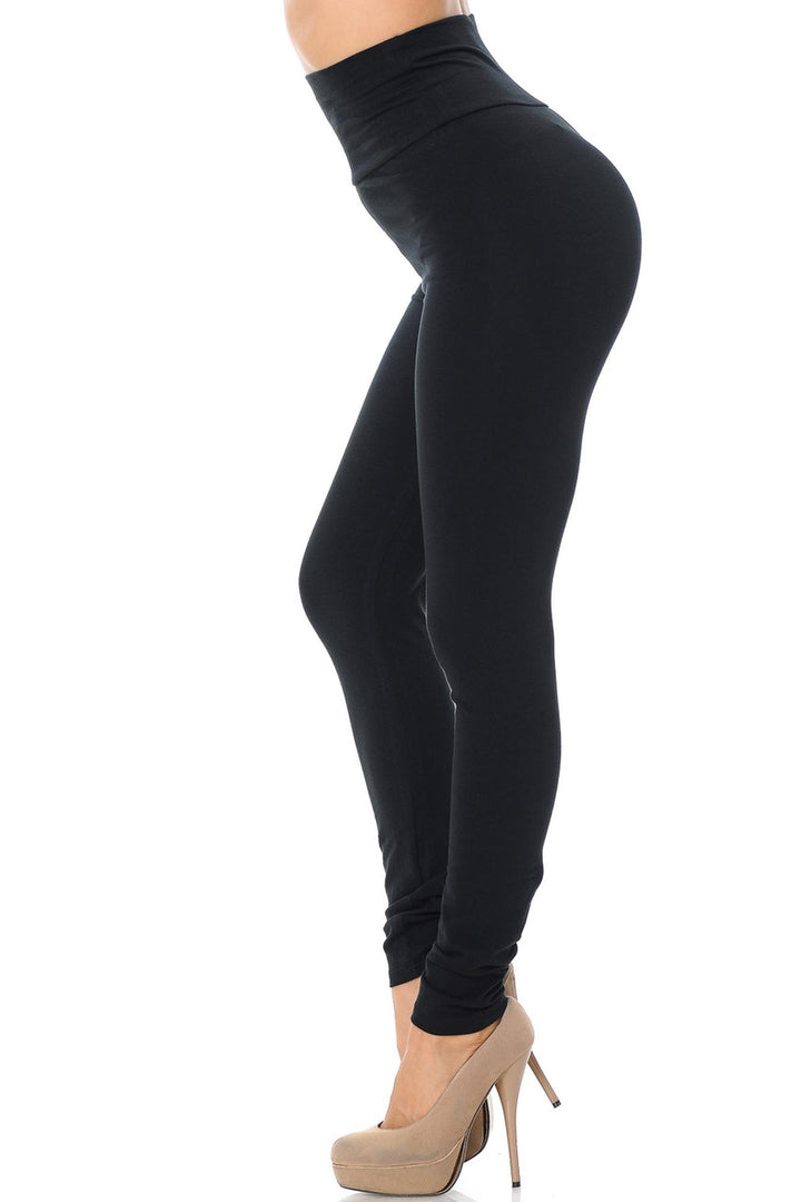 High Waisted Cotton Leggings - Imported