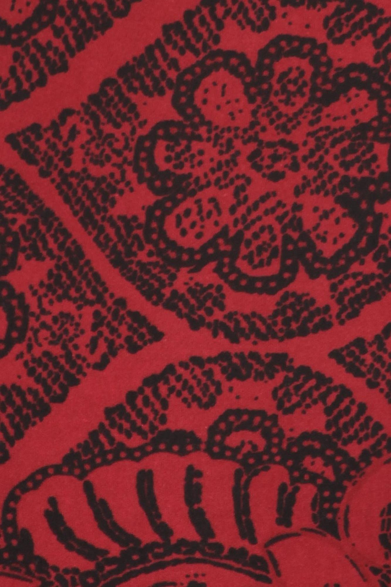 Buttery Soft Rouge Leaf Leggings (One Size Regular,Red)