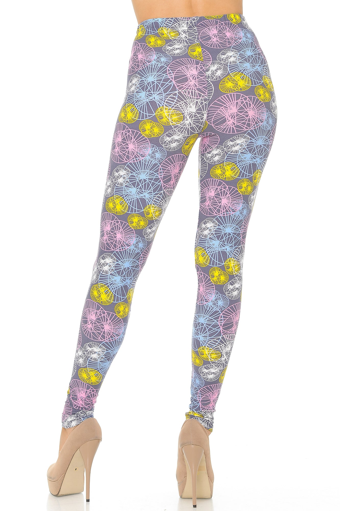 Buttery Soft Geometric Spindles Leggings (One Size Regular,Multi Color Pastel)