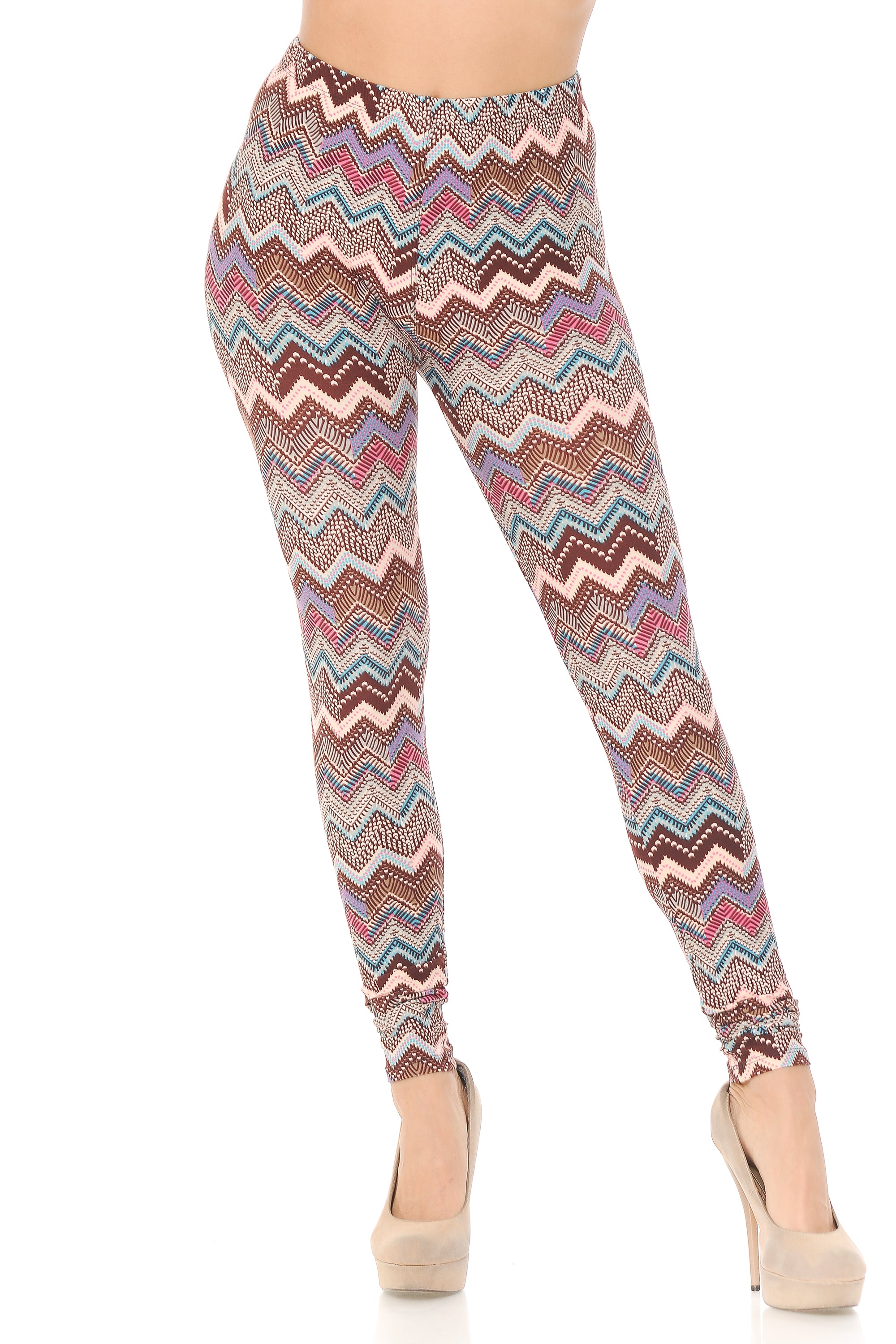 Buttery Smooth Earth Chevron Leggings (One Size Regular,Brown)