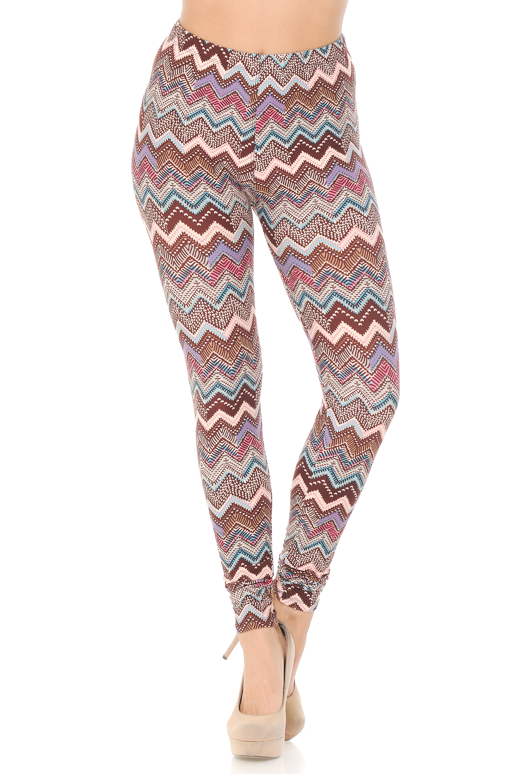 Buttery Smooth Earth Chevron Leggings (One Size Regular,Brown)