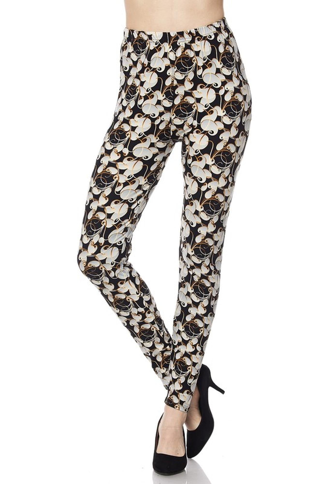 Buttery Soft Ivory Petals Leggings (One Size Regular,Ivory)