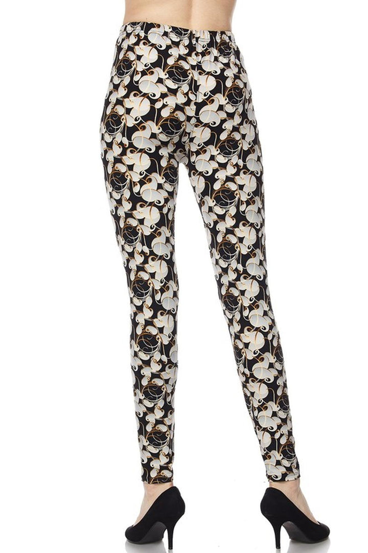 Buttery Soft Ivory Petals Leggings (One Size Regular,Ivory)