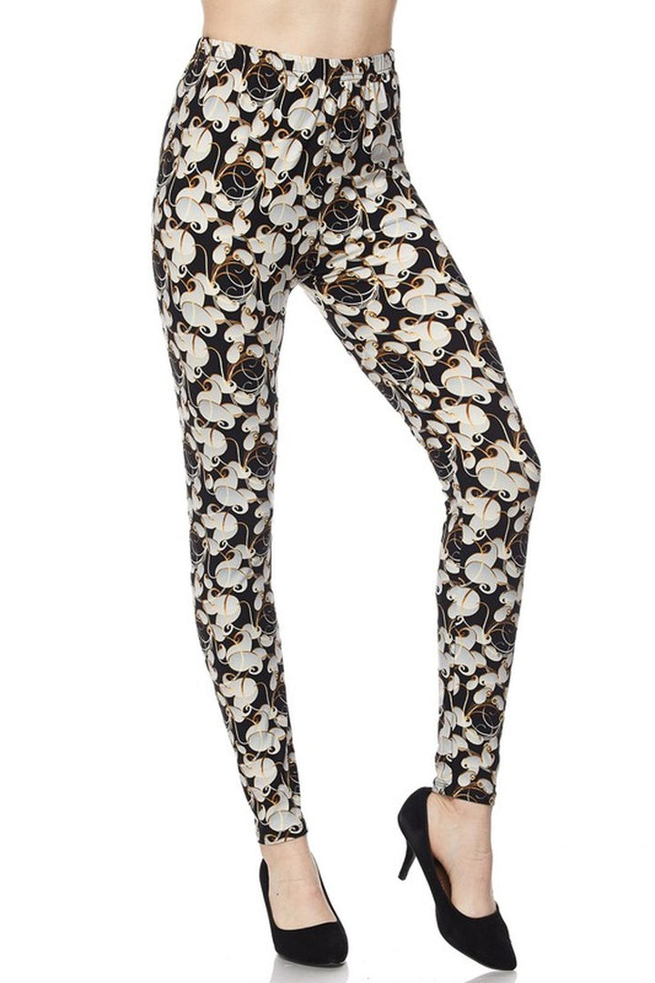 Buttery Soft Ivory Petals Leggings (One Size Regular,Ivory)