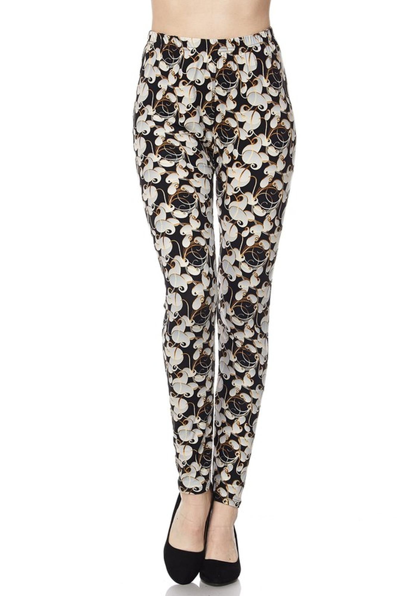 Buttery Soft Ivory Petals Leggings (One Size Regular,Ivory)