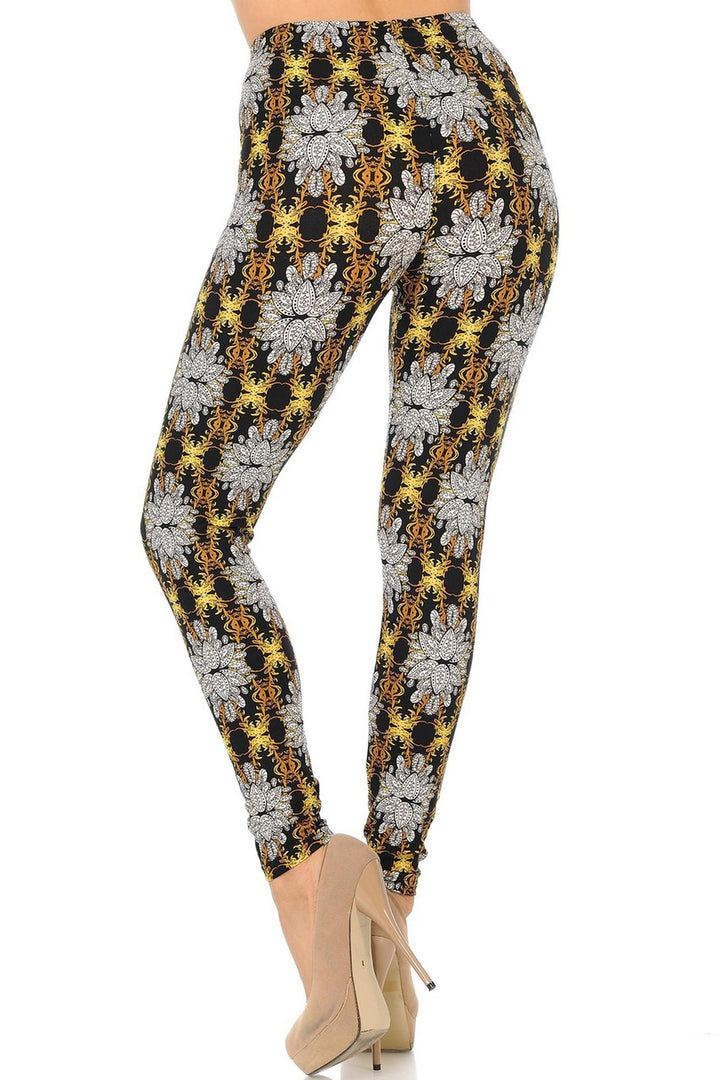 Buttery Soft Elegant Emblem Leggings (One Size Regular,Gold)