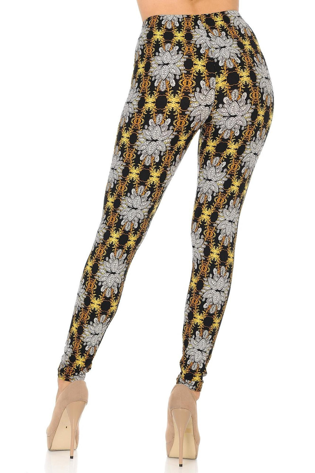 Buttery Soft Elegant Emblem Leggings (One Size Regular,Gold)