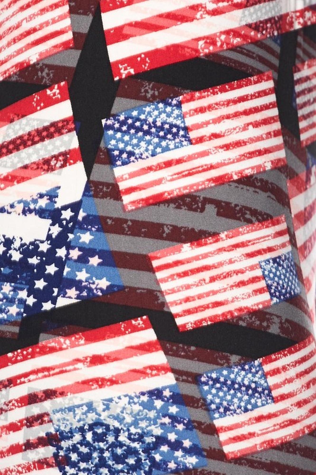 Buttery Soft 3D Hologram USA Flag Leggings (One Size Regular,Red)