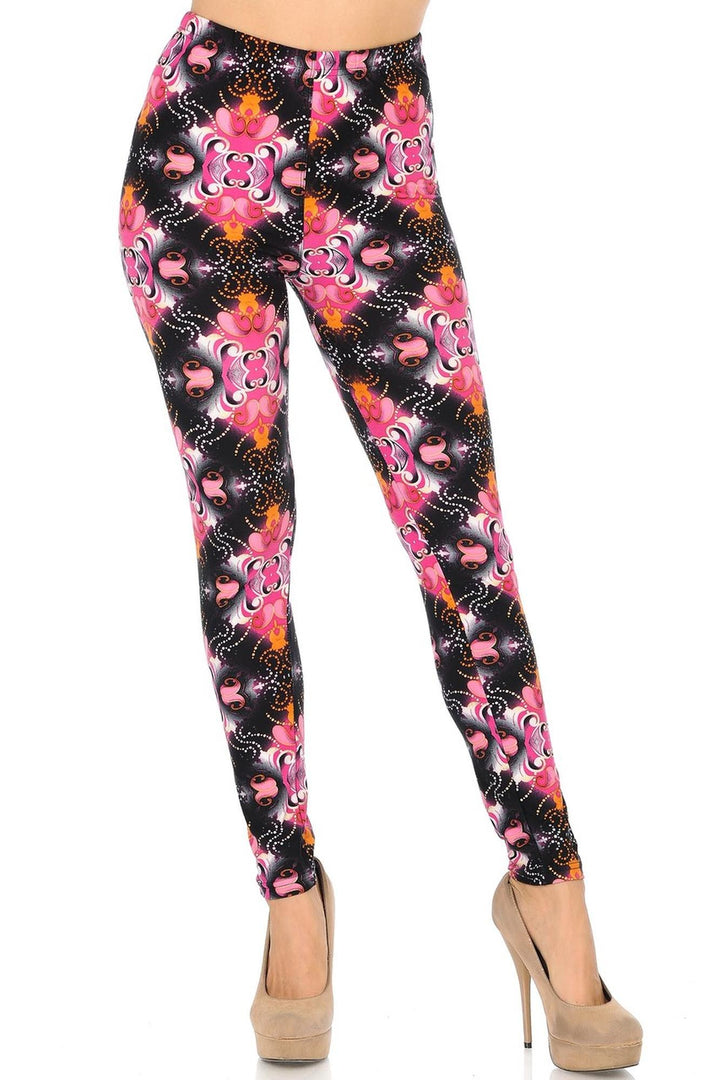 Buttery Soft Fuchsia Shangri-La Leggings (One Size Regular,Fuchsia)