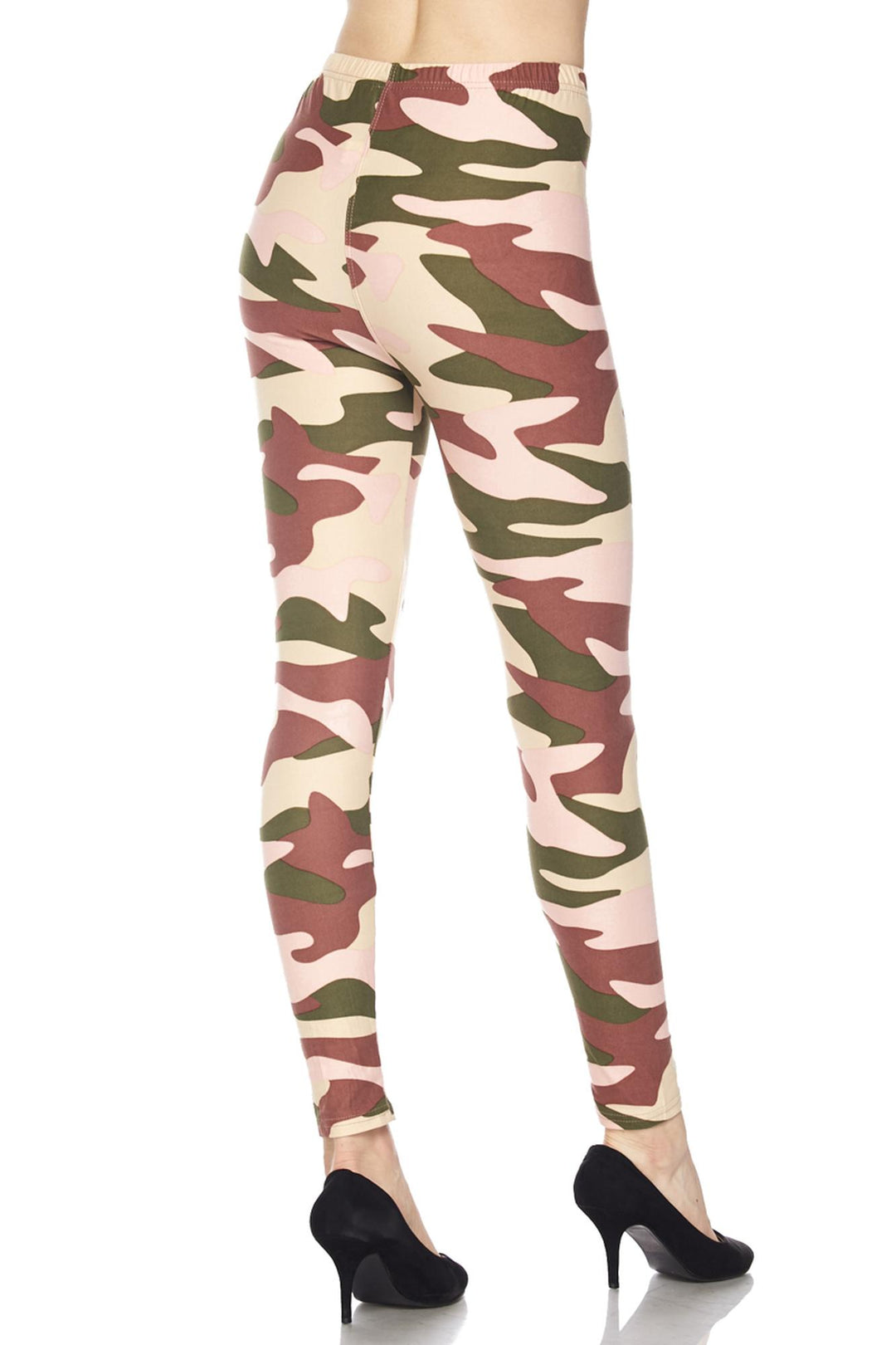 Buttery Soft Neapolitan Camouflage Leggings (One Size Regular,Pink)