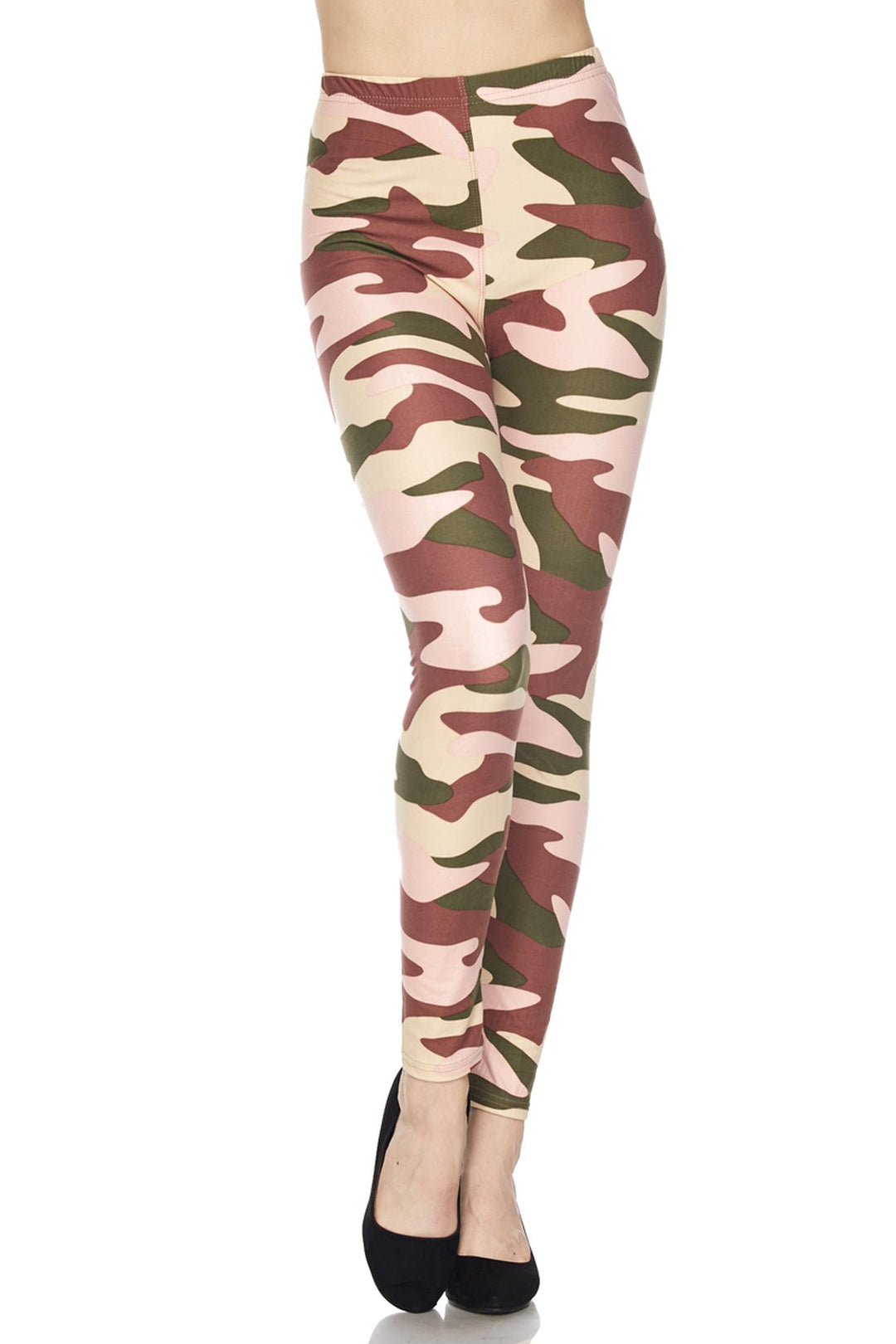 Buttery Soft Neapolitan Camouflage Leggings (One Size Regular,Pink)