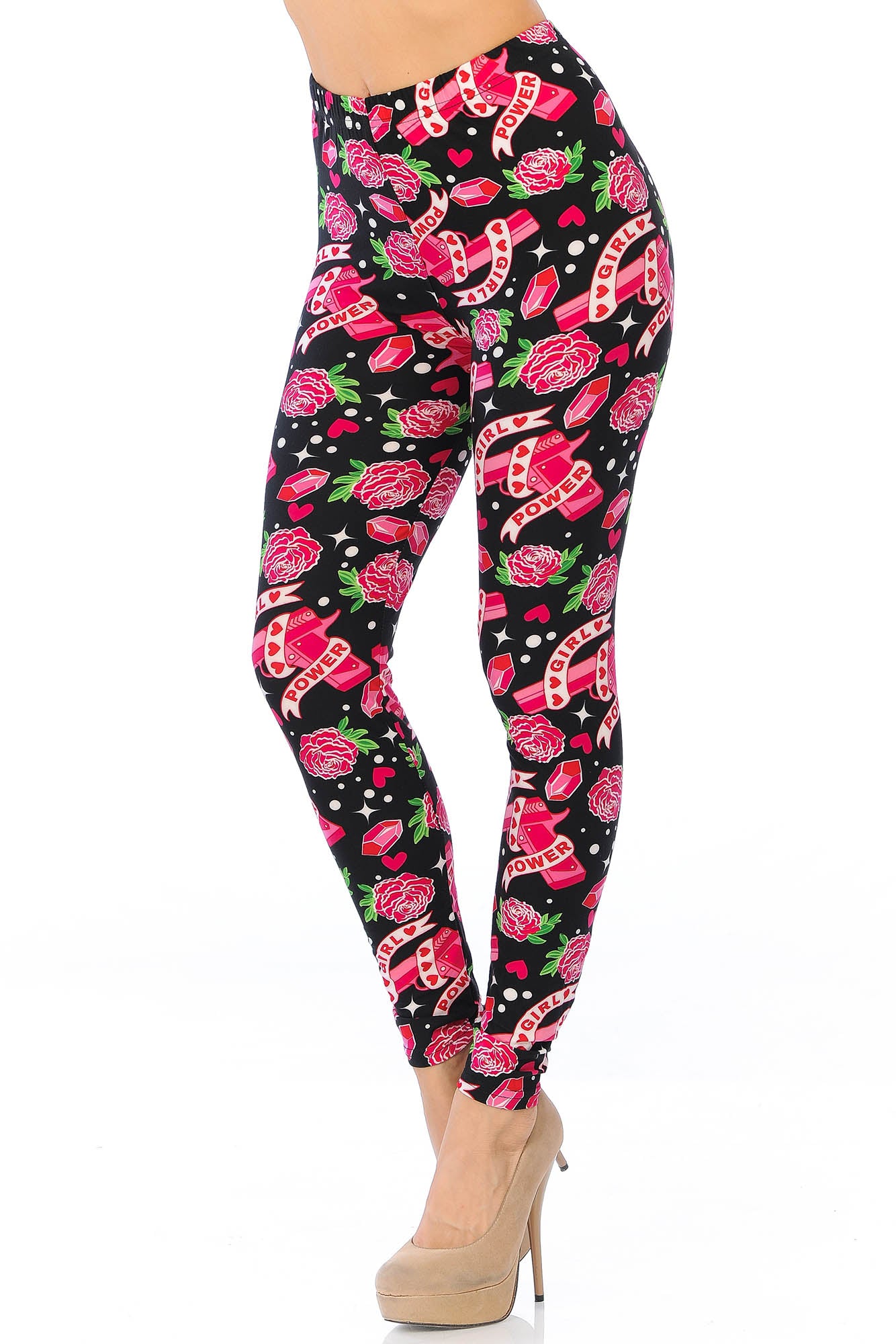 Buttery Soft Girl Power Leggings (One Size Regular,Fuchsia)