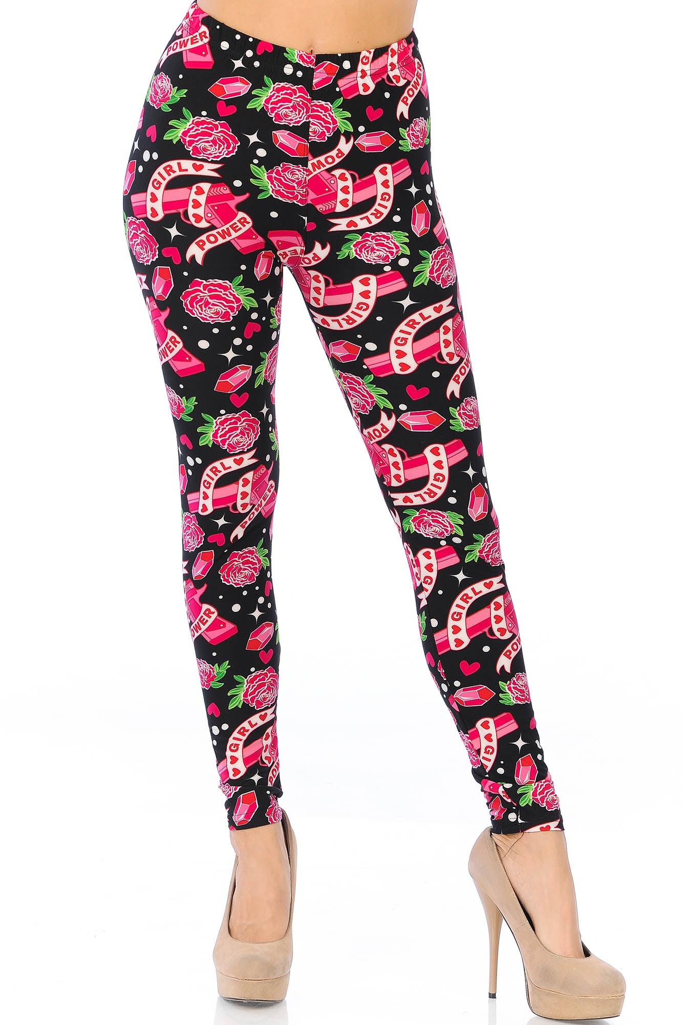 Buttery Soft Girl Power Leggings (One Size Regular,Fuchsia)