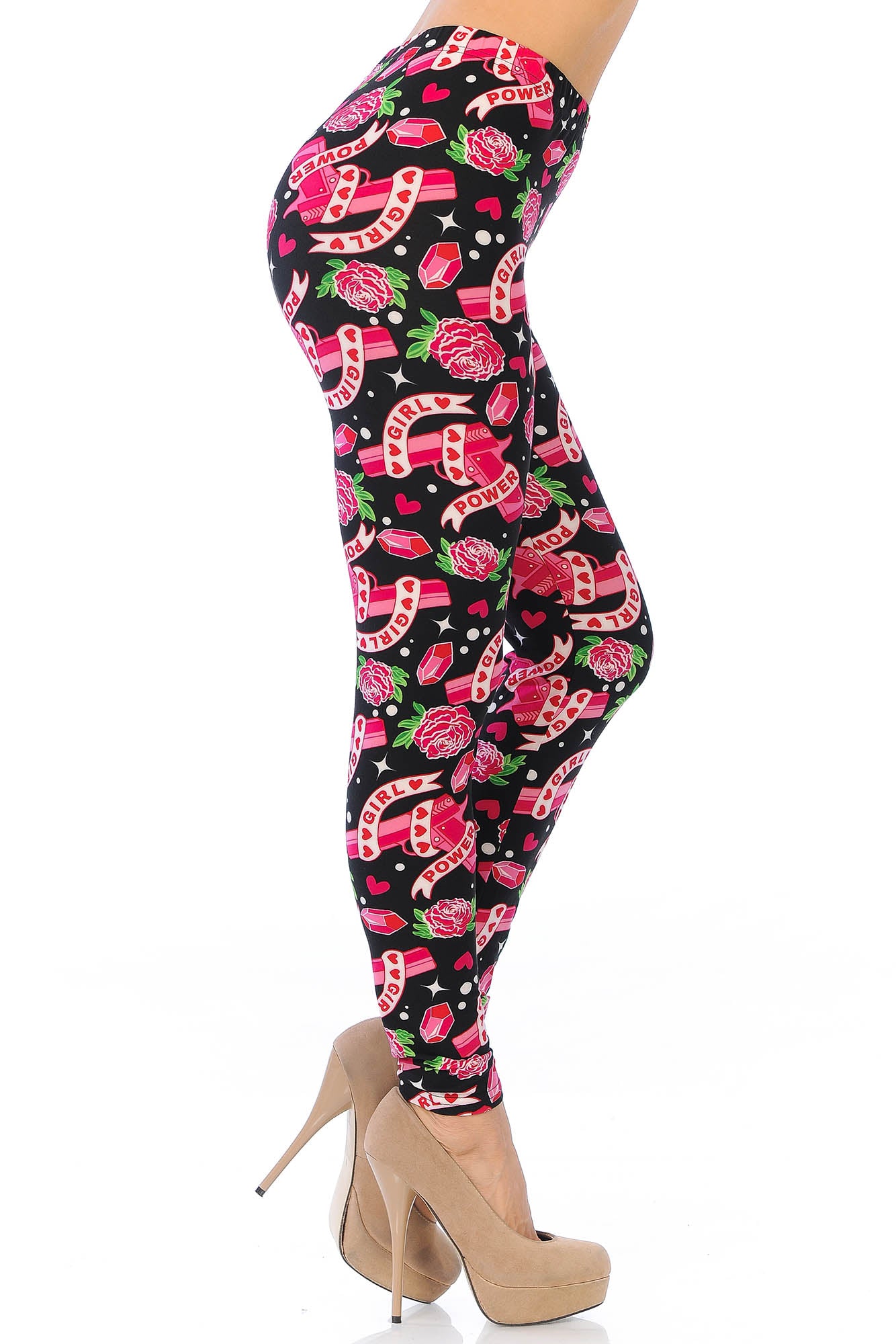 Buttery Soft Girl Power Leggings (One Size Regular,Fuchsia)