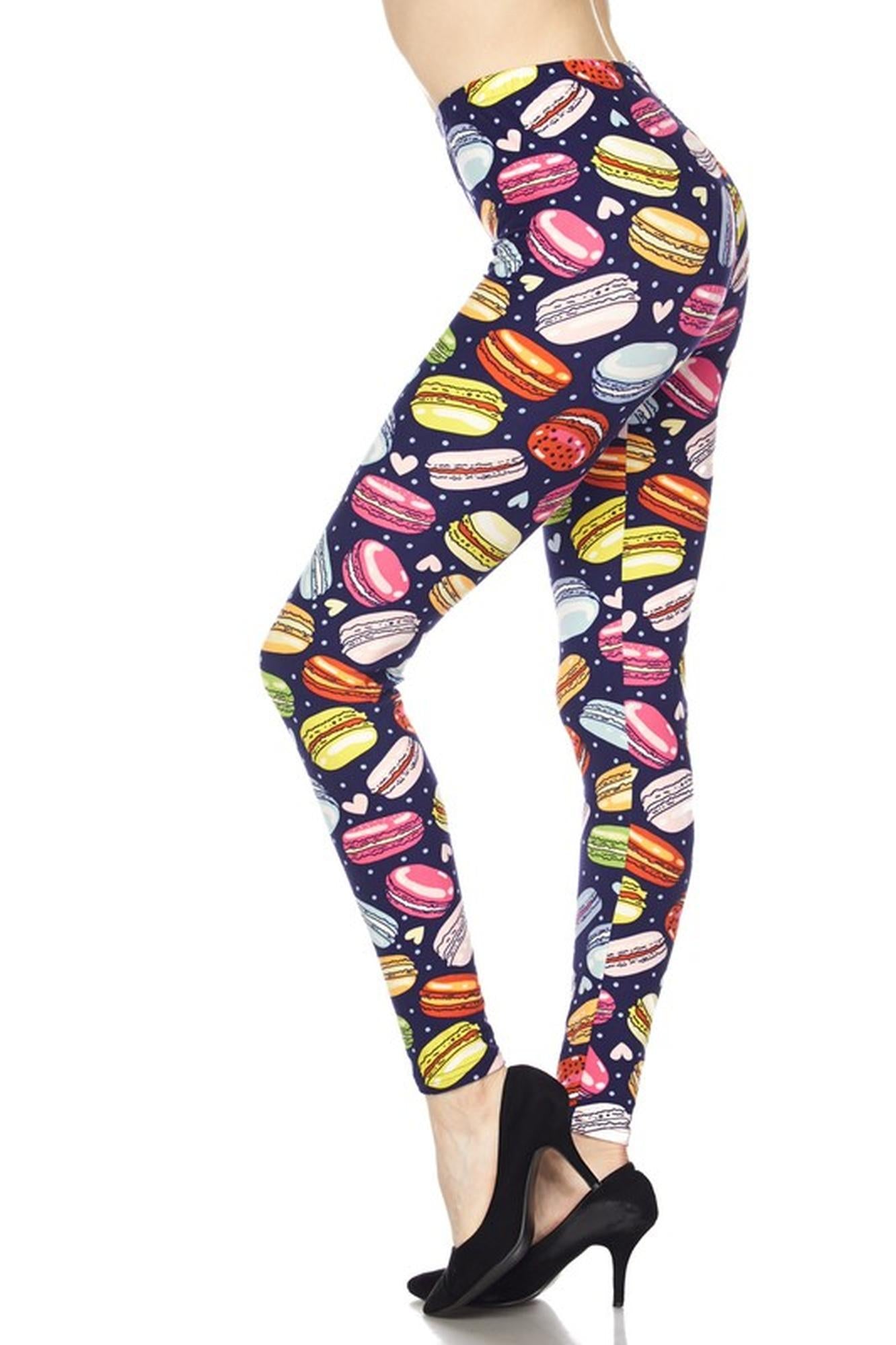 Buttery Smooth Colorful Macaroons Leggings (One Size Regular,Navy)