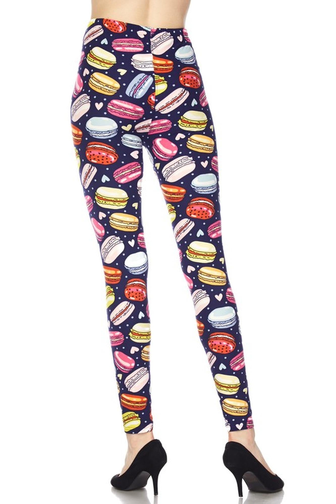 Buttery Smooth Colorful Macaroons Leggings (One Size Regular,Navy)