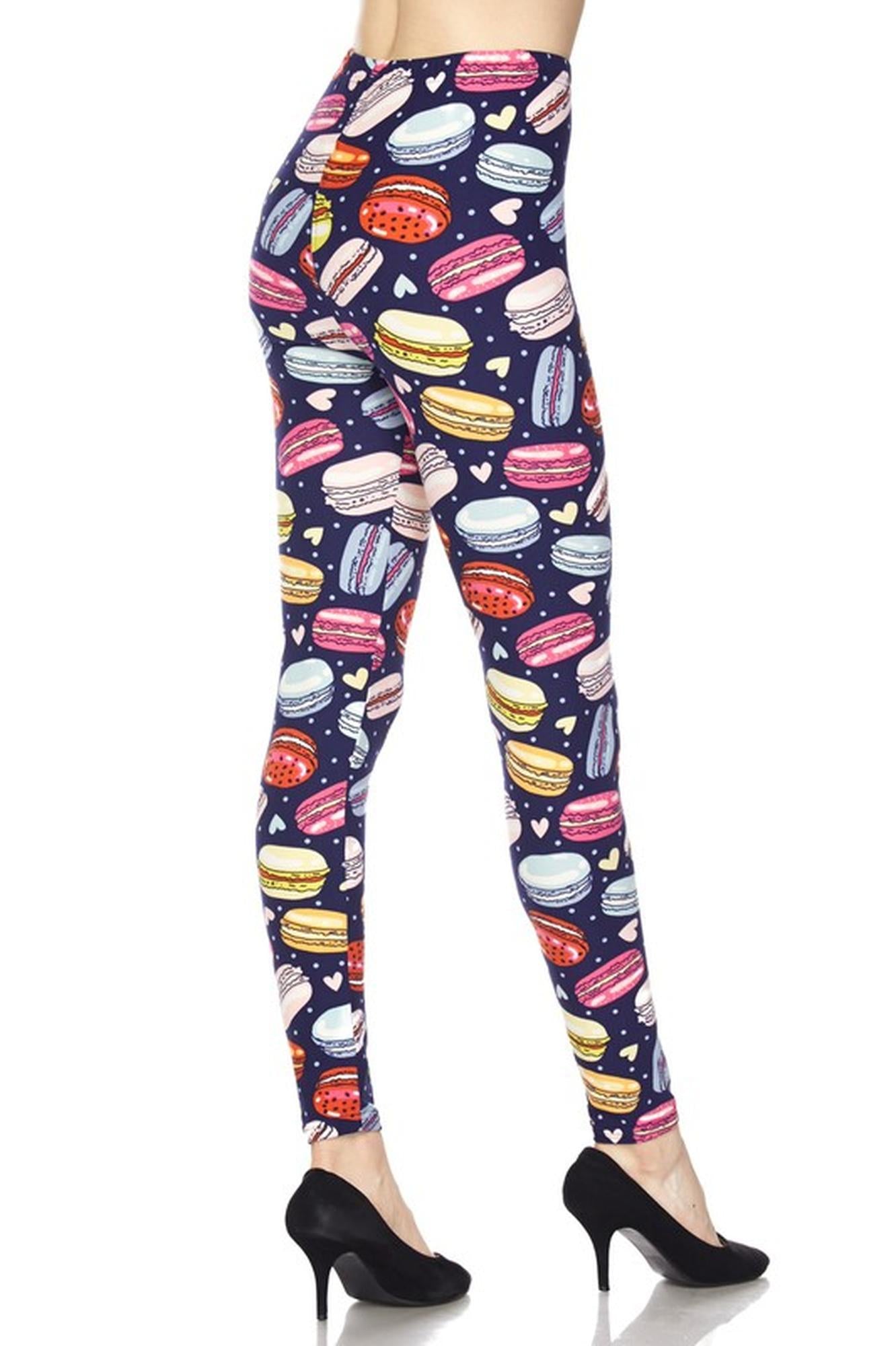 Buttery Smooth Colorful Macaroons Leggings (One Size Regular,Navy)
