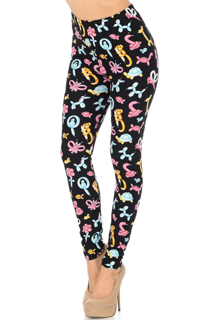 Buttery Soft Animal Balloon Leggings (One Size Regular,Pink)