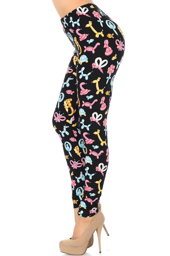 Buttery Soft Animal Balloon Leggings (One Size Regular,Pink)