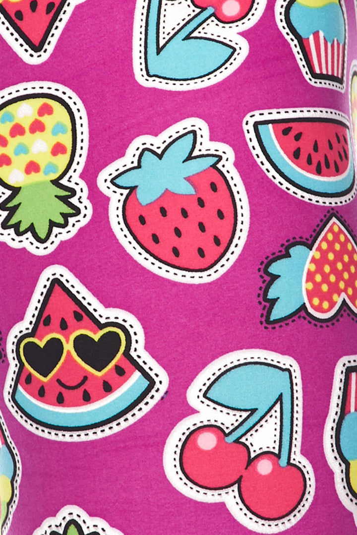 Buttery Soft Cartoon Fruit Leggings (One Size Regular,Fuchsia)