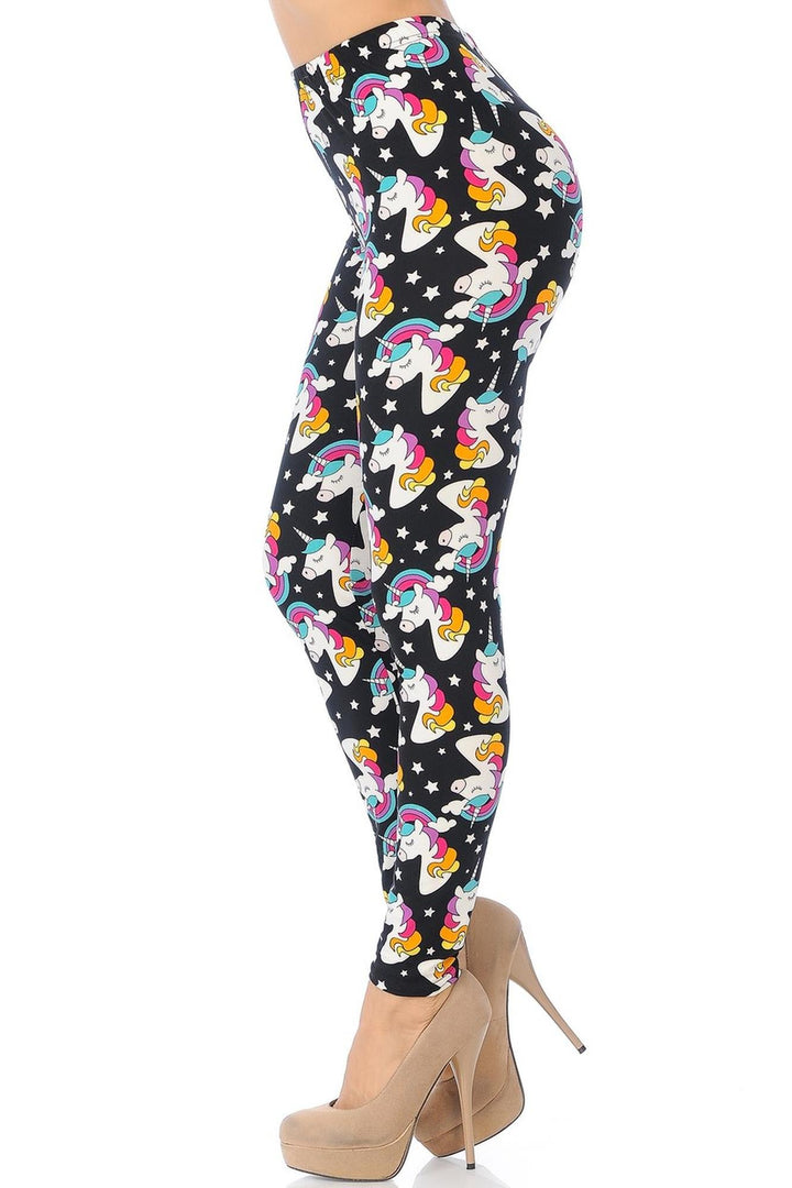 Buttery Soft Dreaming Unicorns Leggings (One Size Regular,Black)