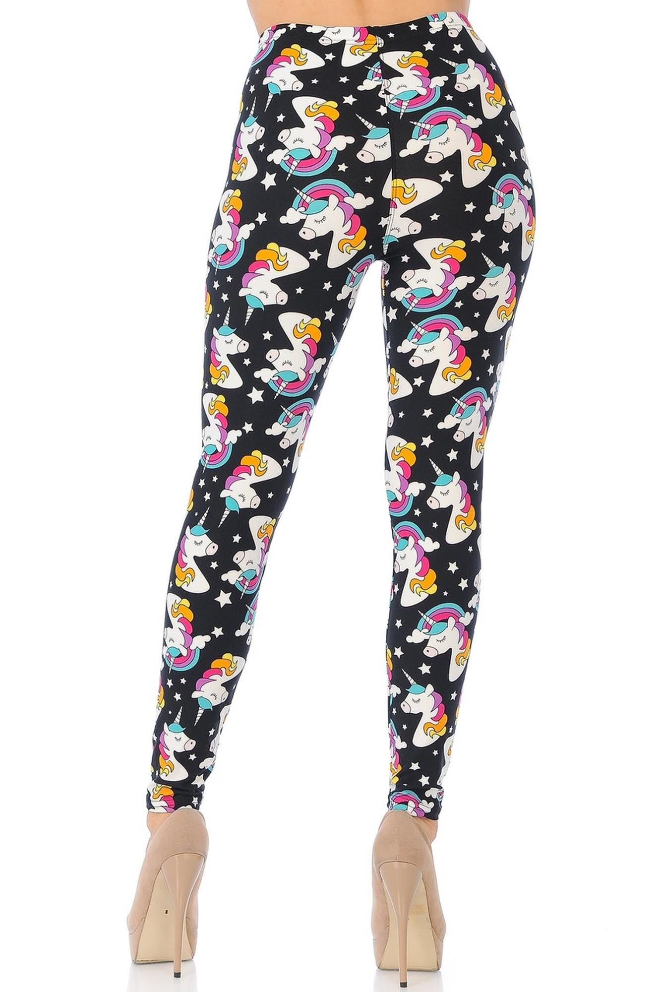 Buttery Soft Dreaming Unicorns Leggings (One Size Regular,Black)