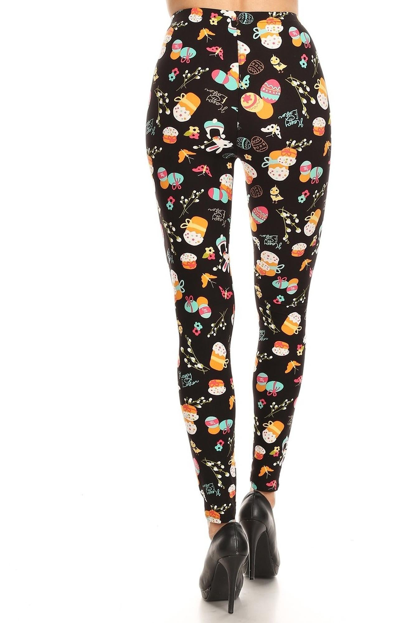 Buttery Soft Easter Extravaganza Leggings (One Size Regular,Multi Color Bold)