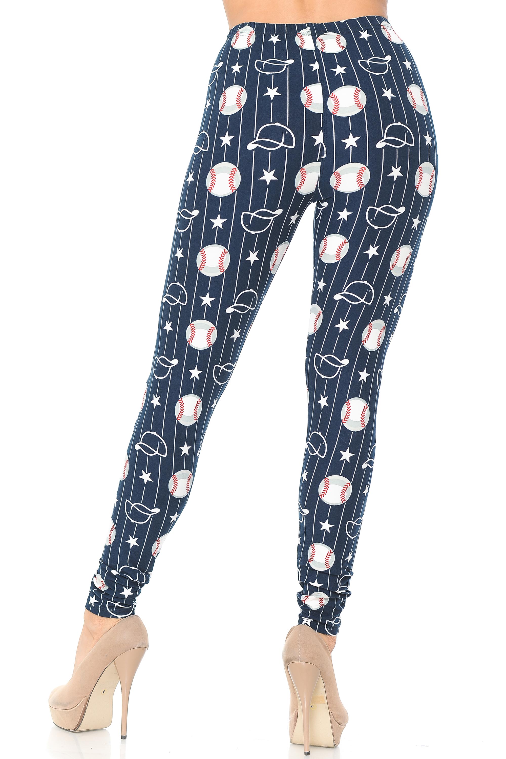 Buttery Soft I Love Baseball Leggings (One Size Regular,Navy)