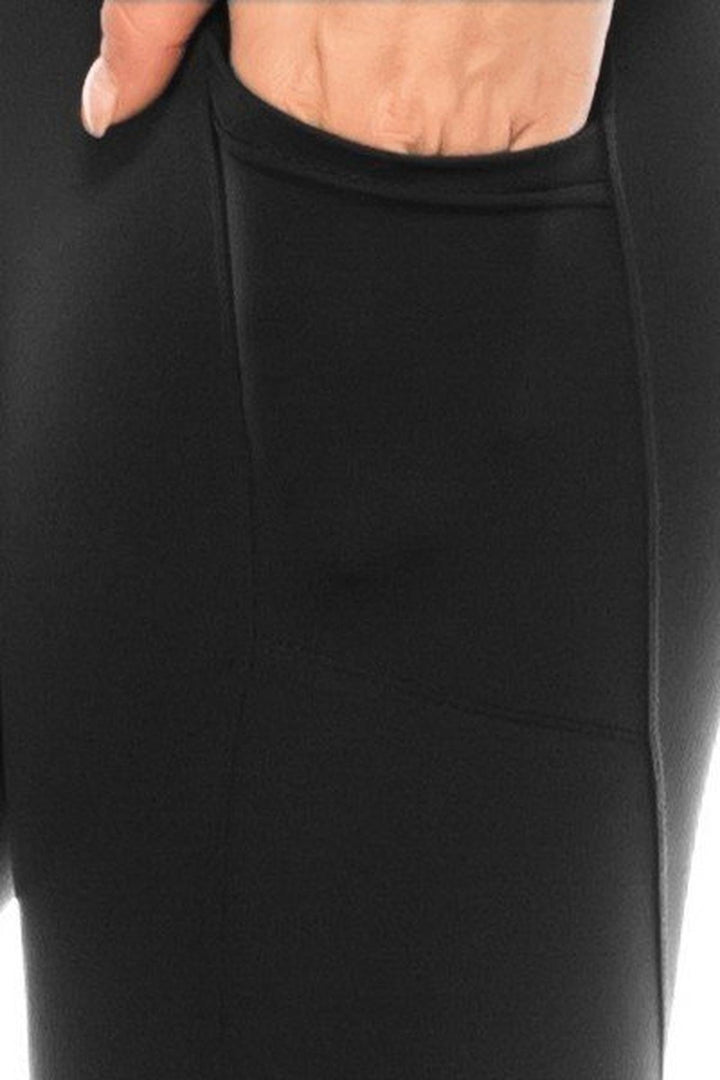 Solid High Waisted Black Workout Leggings with Side Pockets
