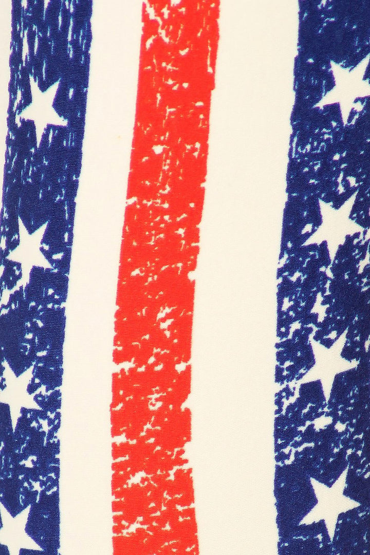 Buttery Soft Plus Size Vertical Stars and Stripes Leggings (One Size Plus,Multi Color Bold)