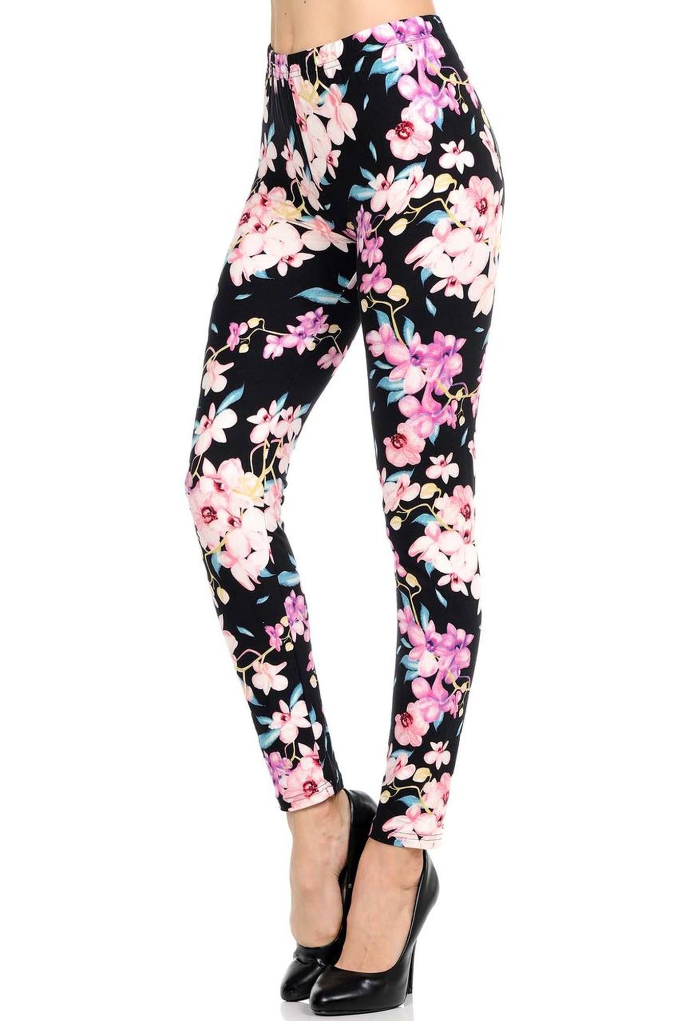 World of Leggings Buttery Soft Pretty in Pink Floral Leggings
