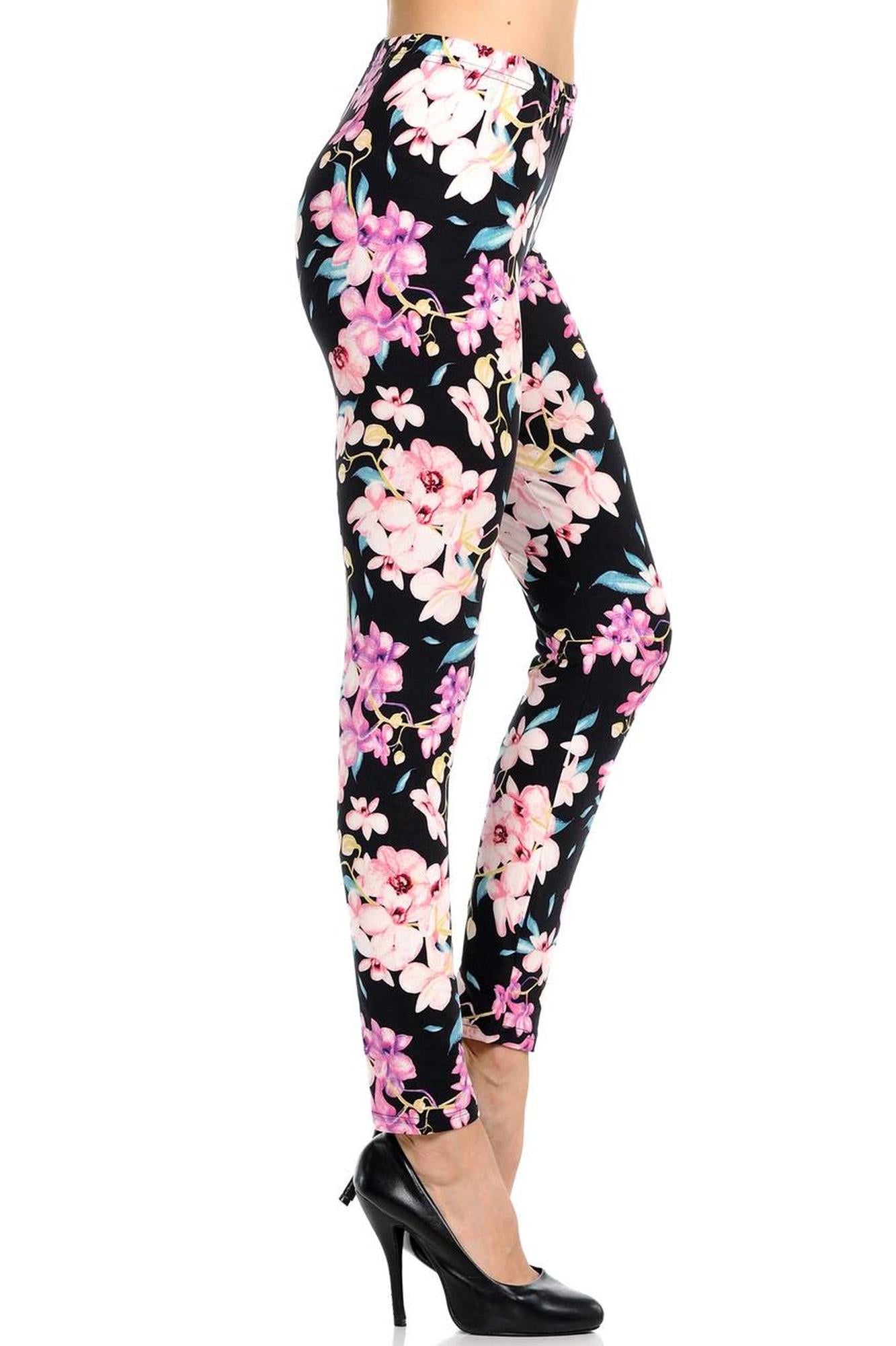 World of Leggings Buttery Soft Pretty in Pink Floral Leggings